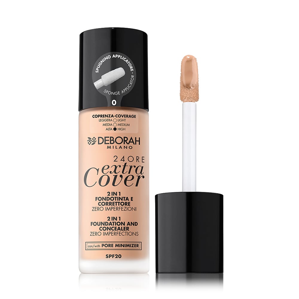Уцінка! Тональна основа для обличчя Deborah 24Ore Extra Cover Foundation SPF 20, 0, 30 мл